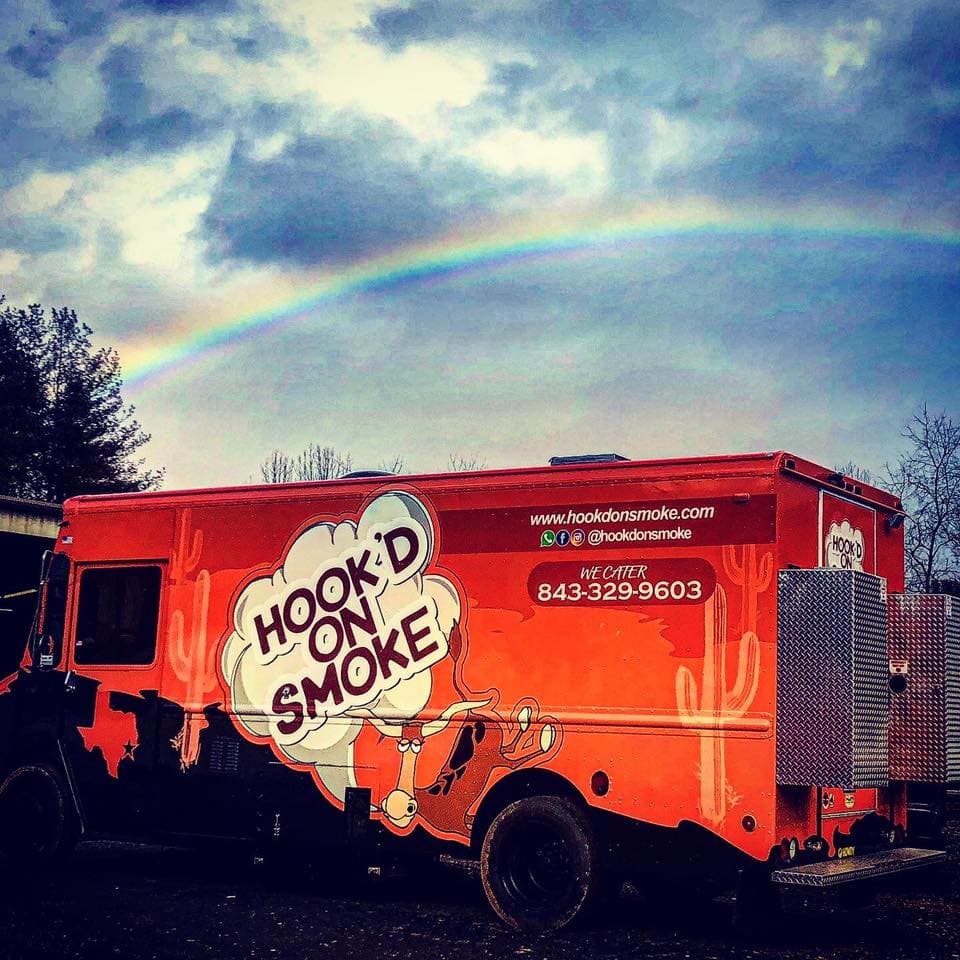 Hook'd on Smoke food truck with rainbow — Ashe County, NC